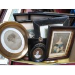 Dr Syntax & Baxter Prints, oval miniatures including C. Fry watercolour, circular pottery plaque.