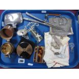 A Chain Link Ladies Evening Bag, a pair of glove stretchers, hip flask, German collapsible cup in