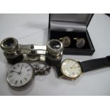 A Ladies Fob Watch, the white dial with black Roman numerals, within foliate engraved case,