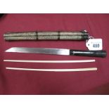 XIX Century Oriental Horn Handled Eating knife, and chopstick in shagreen sheath.