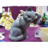 A Beswick Cat (Seated) Scratching, in grey gloss no. 1877.