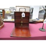 Early XX Century Mahogany Specimen Case, with fall front revealing four drawers, carry handle to