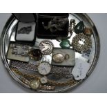 A Collection of Assorted Costume Brooches, together with a Victorian oval locket pendant, a 9ct gold