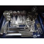 A Walker Hall, Sheffield Cutlery, knives, forks, ladle etc, egg cruet:- One Tray