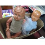 Two Large Pre-War Celluloid Dolls, one 'Baby Blue Eyes' by Marugane and one Big Baby John. 55cm