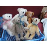 Five Modern Jointed Teddy Bears by Deans Rag Book, including Hudson No. 352, Hugo No, 267, Hardy No.