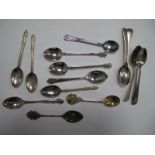 A Set of Five Hallmarked Silver Coffee Spoons, initialled "C"' two hallmarked silver/silver gilt P.