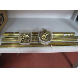 Brass Stair Rods - Twelve triangular and fourteen demi-lune shaped, with fittings.