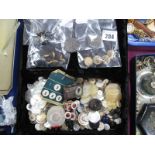 A Collection of Assorted Buttons, including glass, spherical buttons, handmade floral buttons,