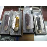 Four George Wostenholm 1:XL Folding Pocket Knives, single and twin bladed varying scales,