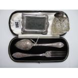 A Matched Hallmarked Silver Christening Spoon and Fork, JG, Birmingham 1875, 1885, initialled, in