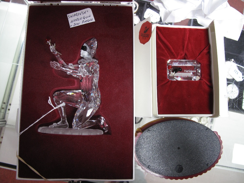 Swarovski Crystal Figure 'Harlequin'; together with SCS Annual Edition 2001 Plaque, (both boxed)