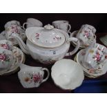 Royal Crown Derby ' Derby Posies' Tea Ware, comprising tea pot, sugar and cream, twelve cups and