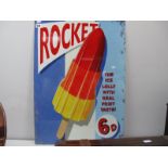 'Rocket' Lilly Metal Advertising Wall Sign, 70 x 50cm.