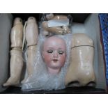 An Early XX Century Porcelain Headed Doll, by Armand Marseille of Germany, open mouth with sleepy