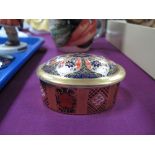Royal Crown Derby Old Imari Oval Trinket Box, in the 1128 pattern, date code MM1, 7cm wide.