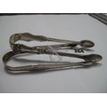 A Pair of Victorian Hallmarked Silver Sugar Tongs, Elizabeth Eaton, London 1846; together with an
