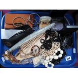 Assorted Costume Jewellery, including Corocraft pendant, watch (chain damaged) bead necklaces,