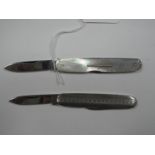 A Firth Stainless Two Blade Folding Penknife, with plain mother of pearl scales; together with an