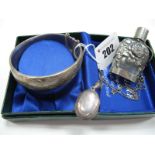 A Modern Hallmarked Silver Mounted Glass Scent Bottle, together with funnel; a hallmarked silver