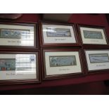 Six Limited Edition Framed Sporting Silk Pictures Woven by J & J Cash Ltd of Coventry -The First