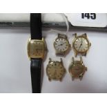 Omega; A 9ct Gold Cased Ladies Wristwatch Head, (no strap); together with a 9ct gold cased automatic