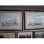 F.J. Howard 'The Boston Waterfront in 1828', and 'U.S.S Franklin in New York Harbour in 1837' two