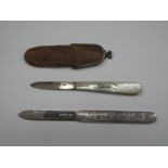 A Hallmarked Silver Folding Fruit Knife, AS, Sheffield 1901, the highly decorative scales