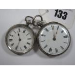 A Hallmarked Silver Cased Fob Watch, the white dial with black Roman numerals, within decorative