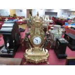A Late XX Century Imperial Eight Day Mantle Clock, with cherubs flanking lyre casing, 60cm high.