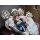 Five Mid XX Century Plastic Dolls by BND, Pedigree among others, up to 60cm high, all dressed,