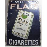 A Wills Flag Cigarettes 'pictorial packet' advertising enamel sign 91 x 61cm