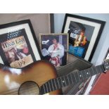 An Elvis Presley Style Acoustic Guitar in Case, Elvis Presley, Meat Loaf and Beck signatures, all