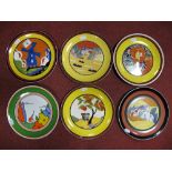 Six Wedgwood Clarice Cliff Limited Edition Collectors Plates, including patterns Avignon,