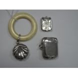 A Vesta Case, of plain design stamped "925" Sterling, together with a locket pendant and a