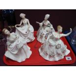 Royal Doulton Figurines - 'Carol' HN 2961, 'Shirley' HN 2702, 'Tracy' HN 2736, 'Diana' HN 2468. (4)