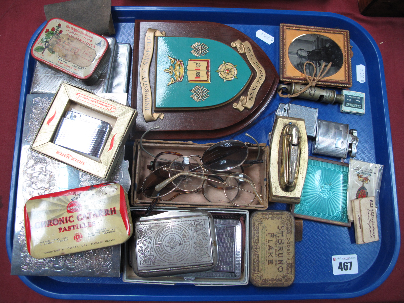 A Victorian Daguerreotype, Ronson desk lighter, further lighters including Lampound, Ronson,