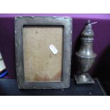 A Hallmarked Silver Mounted Rectangular Photograph Frame, on wooden easel back (lacking easel);