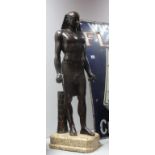 A Vietnamese Theodore Alexander Hollow Bronze Figure of Egyptian Male, stood on marble base 84cm