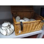 Doulton 'Pavanne' Dinner Ware, of forty-six pieces, all second quality, wicker hamper.