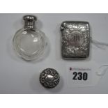 A Hallmarked Silver Vesta Case, allover leaf scroll engraved, initialled; together with a mini