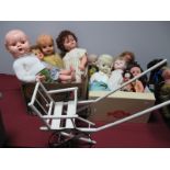 A Quantity of Mid XX Century and Later Dolls, mainly plastic and playworn, contained in two boxes.