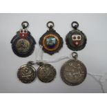 Two Hallmarked Silver N.R.A Rifle Club Medallion Pendants, a hallmarked silver "The Royal Life