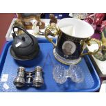 Caverswall 'Western Australia' Loving Cup, oriental teapot, glass twin salt, opera glasses:- One