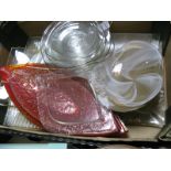 A Quantity of Glass Plates, dishes including Dudson, Elliptical, Spanish:- One Box