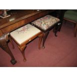 Mahogany Stool, with drop in seat, on cabriole legs, together with one other cabriole leg stool. (