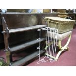 XIX Century Wall Shelves, 'X' framed stool, wicker basket, rack. (4)