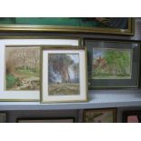 Arthur Blackburn, Country River Scene with lady carrying sticks, watercolour, signed lower right; L.