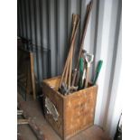 Garden Tools, snow shovel, saws etc:- One Box