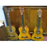 Three Acoustic Guitars, including one Parlour example; Palma, Swallow and Valencia models (all